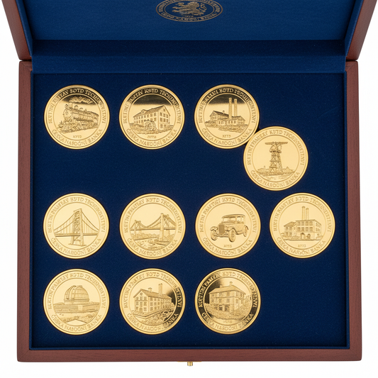 Soubor 10 zlatých mincí KPTD - Kulturní památky technického dědictví